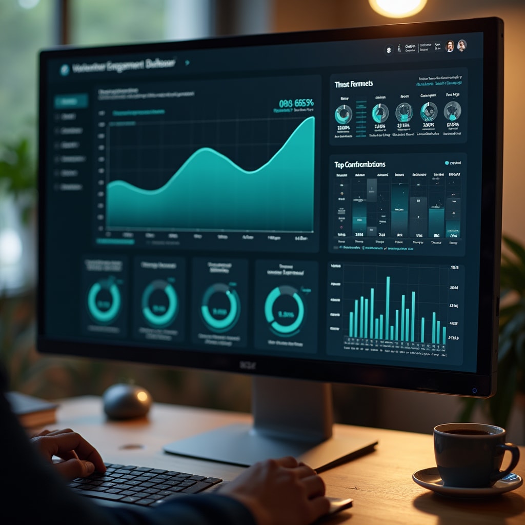 Dashboard displaying volunteer participation metrics and engagement analytics